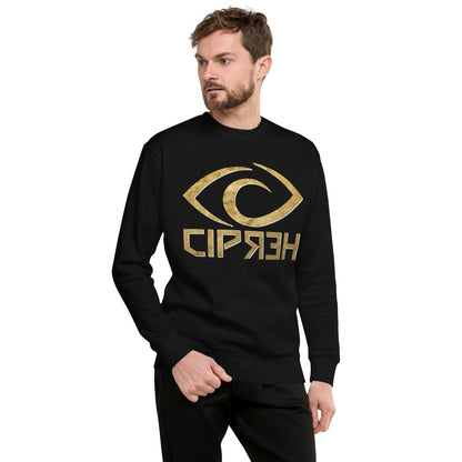 Cipher Eye Logo (Golden) - Unisex Premium Sweatshirt