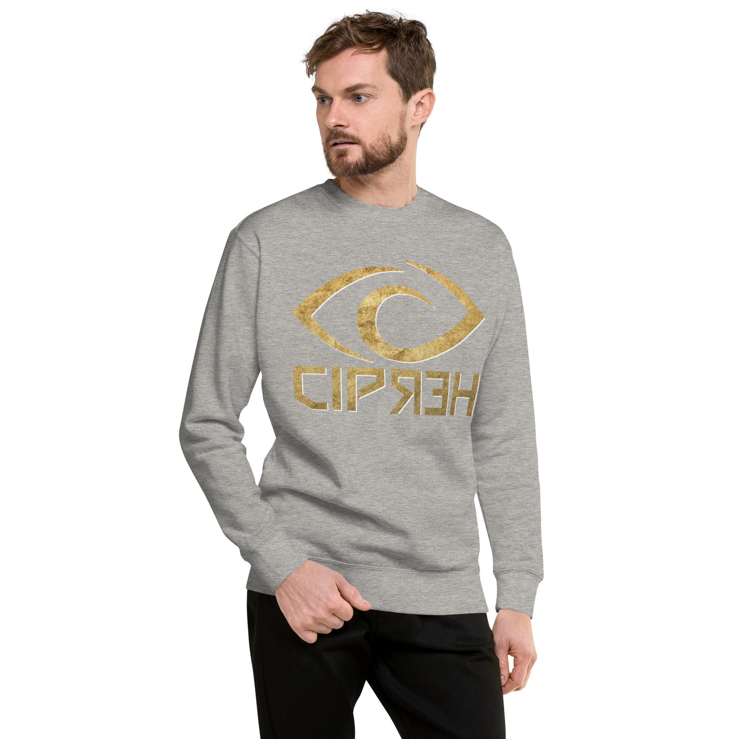 Cipher Eye Logo (Golden) - Unisex Premium Sweatshirt